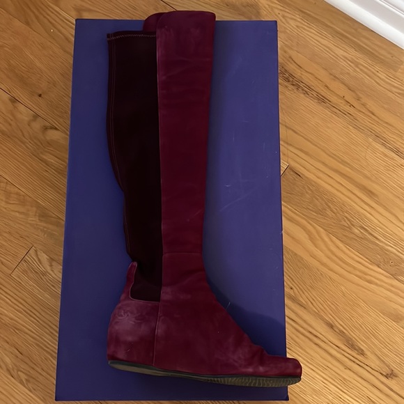 Auth Stuart Weitzman OTK Boots wine size 6 - Picture 3 of 11